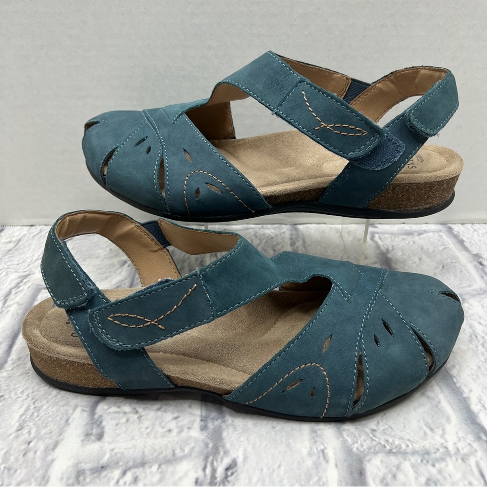 EARTH ORIGINS Birdine Sandal Moroccan Teal Blue 9.5W Comfort Leather Cutout Shoe